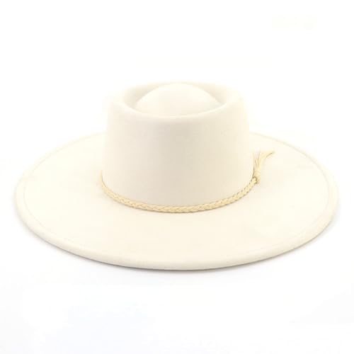 Image of LIDHAY Wide Brim Fedora Hat for Men Women Big Rancher Felt Hat Pork Pie Jazz Hat