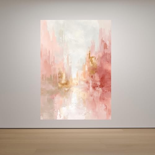 Impression abstraite moderne rose poudré pour créer un salon cocooning pastel