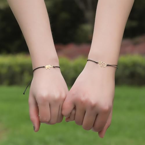 Image of Adjustable Cute Animals Elephant Matching Bracelet Mother Daughter Bracelets Set for 2 Mom Daughter Mothers Day Gift