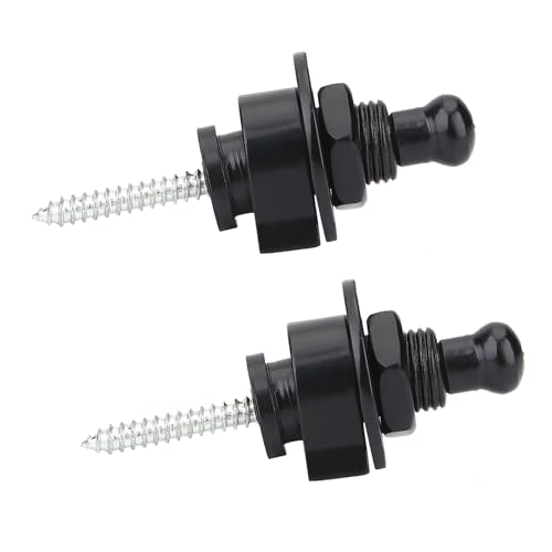 Dioche Metal Guitar Strap Locks for Electric Guitar Secure Attachment Silver 2Pcs EasyInstall AntiSkid Strap Locks High Gloss Finish (Silver) (Black)