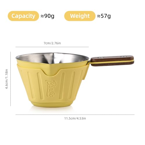 Vaso medidor espresso de acero inoxidable con mango de madera 90 ml miniatura 6