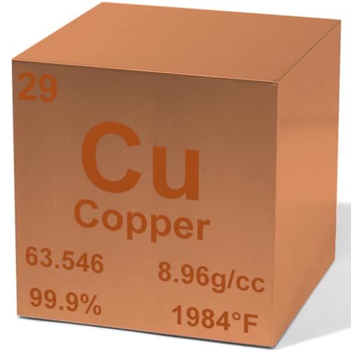 Copper 1" Metal Density Cube - 99.9% Pure Element for Chemistry - Periodic Table Design Educational Scientific Elemental Specimen