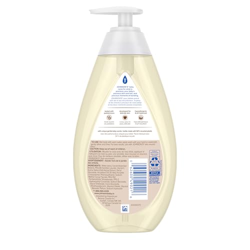 Johnson’s Skin Nourish Moisture Vanilla & Oat Body Wash - Baby Bath Skin Care - Sensitive Skin - 600 mL, Vanilla Fragrance