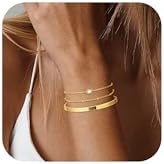 KSF Gold Bracelet Stack for Women - 3PCS 14K Gold Plated Bracelet Set, Stackable Tennis Bracelets for Women Trendy Cuff Cuban Link Paperclip Chain Jewelry Gifts Non Tarnish