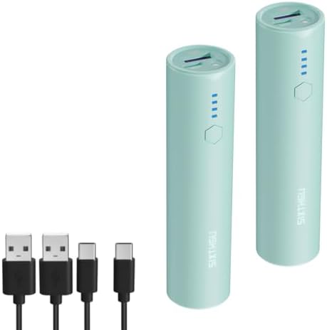 S03 Portable Charger, 5000mAh 2-Pack Small Power Bank with Fast Charging, USB-C Output Compatible with iPhone, Samsung, and More, Green