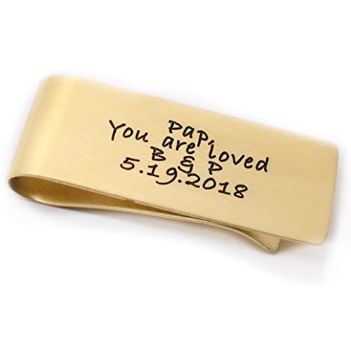 Father's Day Custom Brass Money Clip Wallet - Engraved with Message from Kids - Gift for Dad