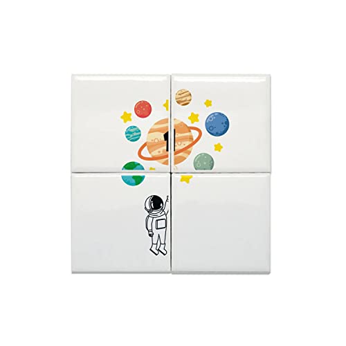 Carreaux céramique planète galaxie décoration murale chambre enfant espace 4 pièces