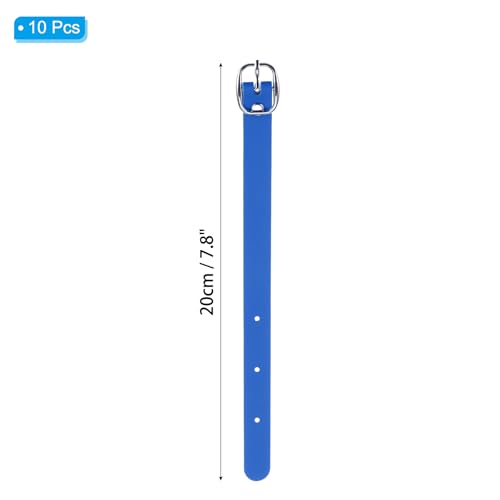 Image of PATIKIL Luggage Tag Strap, 10 Pcs PU Leather Extender Buckle Straps Luggage Tag Luggage Strap Tag Holder Adjustable for Suitcase Hanging Accessories Travel, Blue