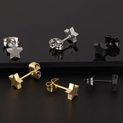 Ailife 3 Pairs Colors Star Stud Earrings Pack For Women thumb #6