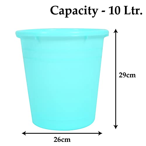 Image of Kuber Industries Plastic Dustbin|Portable Garbage Basket & Round Trash Can for Home,Kitchen,Office,College,10 Ltr,Pack of 2 (Mint Green)