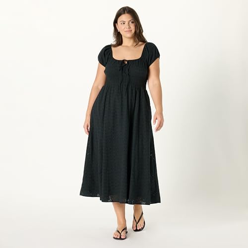 Image of The Drop Womens Melody Cap Sleeve Tie Front Cotton Dress