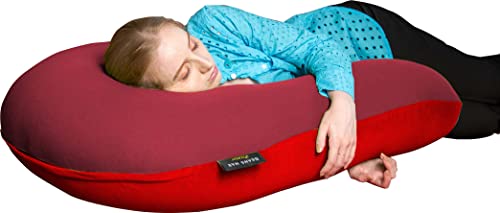 アイリスプラザ ビーズクッション プレミアム U字型 クッション サポートクッション 全10カラー U字サポート ビーンズMAX ビーンズマックス premium レッド×ワインレッド 幅約70×高さ約95