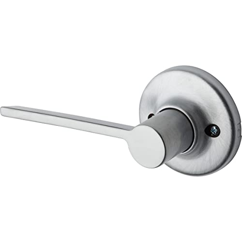 Kwikset Ladera Dummy Door Handle, Single Sided Lever for Closets, French Double Doors, and Pantry, Satin Nickel Non-Turning Right Handed Interior Push/Pull Lever, with Microban Protection