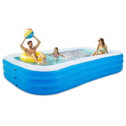 Kids Inflatable Pool, 120' x 72' x 22' Rectangular Family Swimming Pool, Durable PVC Material...