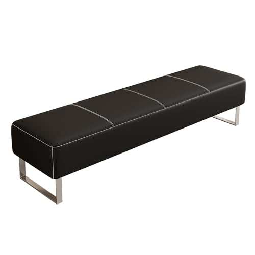 VUBYSG Comfortable Black Synthetic Leather Reception Chair for, Office, Airport, Salon - Stylish Bench Sofa Dimensions 180.3 x 40.6 x 40.6 cm,Negro-180x40x40cm,Negro-180x40x40cm