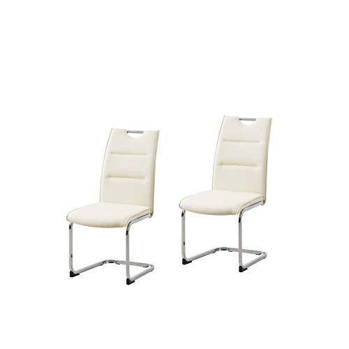 HTI-Line Schwingstuhl 2er Set PU DannyC Freischwinger Esszimmerstuhl Kunstleder Creme