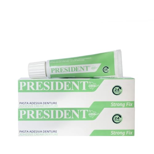 President KIT 2 PEZZI DI PASTA ADESIVA DENTURE. Fissaggio Forte della dentiera, Presa Rapida, Adesione duratura. Evita le infiltrazioni di cibo, infiammazioni e alitosi. Non irrita le gengive - 2x20g