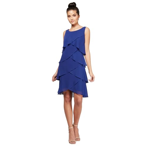 Image of S.L. Fashions Womens Tiered Cocktail Party Dress, Wedding Guest Gown (Petite and Regular Sizes)