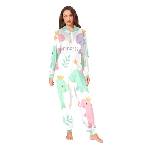 Combinaison pyjama de Noël zippée rose pastel motif dinosaures