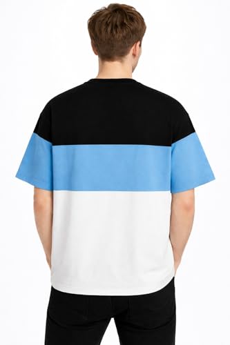 Image of Stylish Men Color Block Oversized Half Sleeve Round Neck T-Shirt