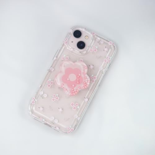 Image of Peeperly Back Cover Case for iPhone 14 Pro Max Scratch Resistant Anti-Slip TPU Shockproof Protective Durable Cute Korean Floral Phone Gripper Case for Girls & Women(Pink)