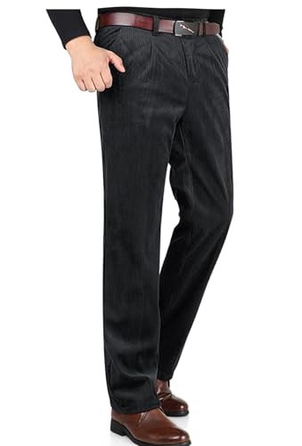 VENNYNG Men's Dress Pants Corduroy WinterTrousers Pocket Plain Full Length Wedding Business Casual