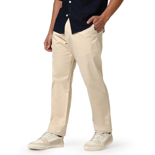 Image of Urbano Fashion Men's Straight Fit Mid Rise Cotton Casual Chinos Trousers Stretch
