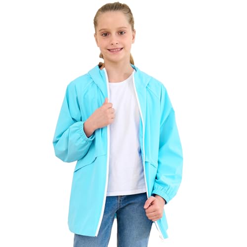 Image of MODAFANS Boys Girls Rain Jacket Waterproof lined Hooded RainCoats Windbreaker