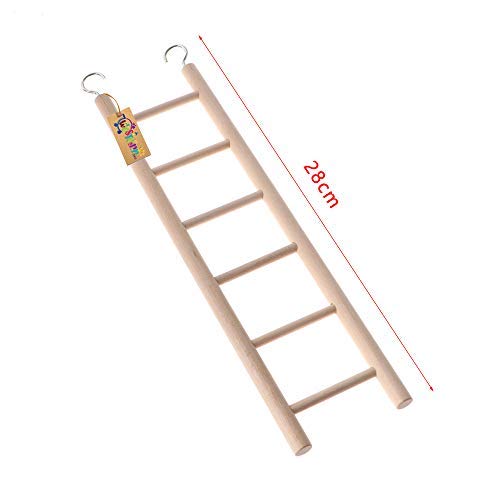 Western Era 6 Stairs Fun Natural Wooden Ladder Toy for Training, with Hooks, Designed for Birds, Parrot, Budgies and Other Small, Medium, Large Bird (30cm) 3