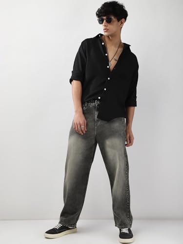 Image of Urbano Fashion Men's Linen Blend Full Sleeve Relaxed Fit Casual Solid Shirt