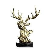 Yofab Lustiges Schreibtisch-Zubehör, Kunststatue, Schreibtisch-Elch, Dekoration, Harz, Elchfigur, Simulation, Hirschkopf, Skulptur, Zuhause, Büro, Wohnzimmer, Schrank, Ornamente, Vintage-Dekoration