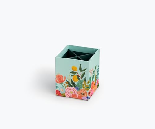 RIFLE PAPER CO. Pencil Cup | Features Full Color Illustrated Print and Metallic Gold Foil Accents, Removable Dividers to Keep Things Organized (3.5