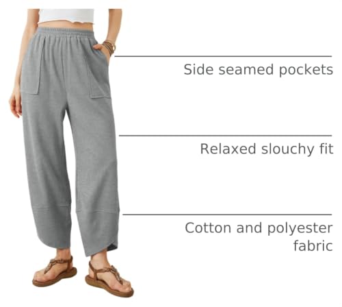 Image of Xiaoxuemeng Womens Baggy Wide Leg Pants Casual Elastic Waisted Palazzo Harem Pants with Pockets