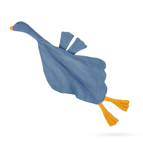 Image of Baby Toys Lovey Blanket Soft Goose Toys for Newborn Essentials 0-6 Months, Sensory Stuffed Animal Security Blanket for Boys and Girls (Goose-Blue)