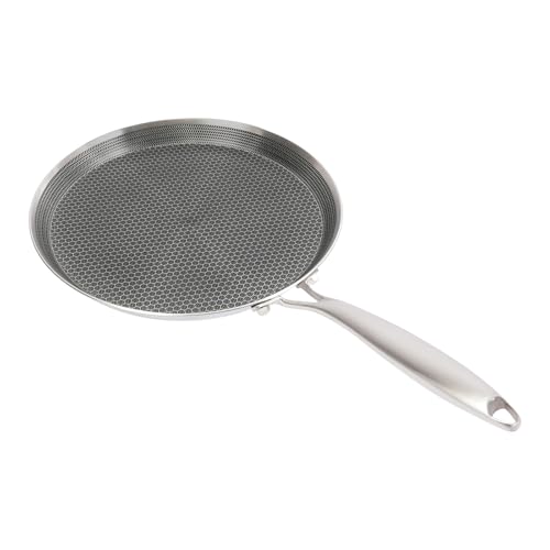 DreamRcoach 11 Inch Stainless Steel Crepe Pan, Nonstick Pancake Pan with Extended Handle, Honeycomb texture Omelet Pan for Various Types of Stoves