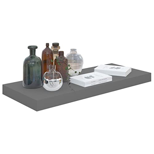Bibliothèque murale design moderne gris brillant premium 60cm - 5