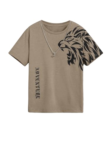 SweatyRocks Boy's Letter Print T Shirts Crew Neck Short Sleeve Graphic Tees Tops