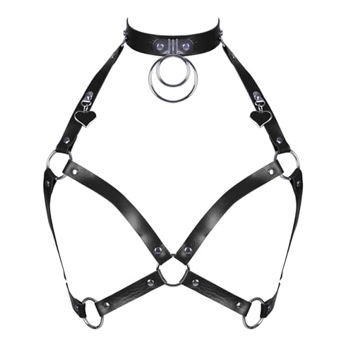 Punk Pink Leather Harness Women Fashion Goth Top Harness Belt Body Bondage Chest Straps Sexy Lingerie (Color : PG0384, Size : One Size)