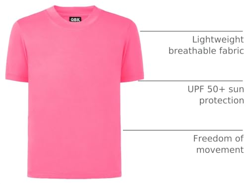 Image of QBK 2T to Youth Neon Shirt Kids UPF 50+ Dry Fit Athletic Short Sleeve Rash Guard T Shirts for Boys Girls Sports Undershirt