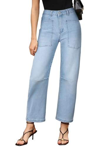 Image of EVALESS Barrel Jeans Women Baggy Stretchy Cropped Denim Pants