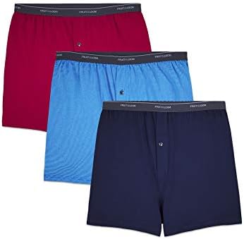 Fruit of the Loom Men's Tall Tag-Free Underwear, Big Man-Knit Boxer-3 Pack Colors May Vary, 3X-Large
