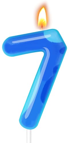 Cartoon Blue Birthday Candle Number Candles for Cake Topper Birthday Decoration Cartoon Party Supplies (Blue Number 7)