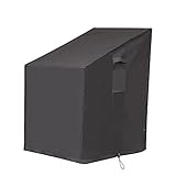 M&H Heavy Duty Waterproof Patio Medium Chair Cover - Outdoor Cover with Padded Handles and Durable Hem Cord - Weather Resistant, Fits Single or Stack, 25.5 x 33.5 x 45 inch, Taupe