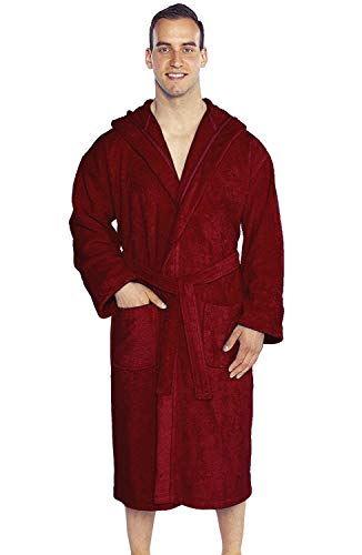 Hooded Terry Bathrobe Unisex, 100% Combed Pure Turkish Cotton, Made in Turkey