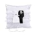 Amosfun Coussin de Bague de Mariage Coussin Porte-Alliance en Dentelle Porteur de Bague pour Cérémonie de Fiançailles de Mariage de Noël (sans Panier)