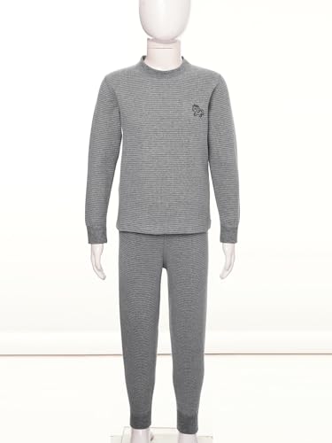 Aislor Thermal Underwear Set for Kids Boys Girls Striped Long Johns Winter Base Layer T-Shirt Tops with Pants Set3