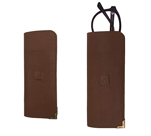 Image of Adamis Full Grain Genuine Leather Spectacles Soft Shell Case for Men and Women