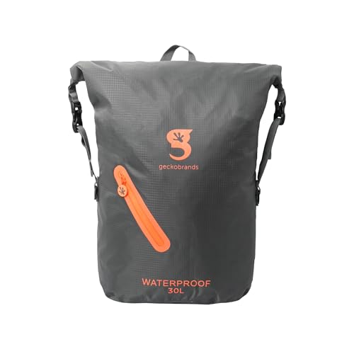 Image of geckobrands Lightweight 30L Waterproof Backpack - Lightweight Watertight Outdoor Bag Hiking Traveling Light Water Activities