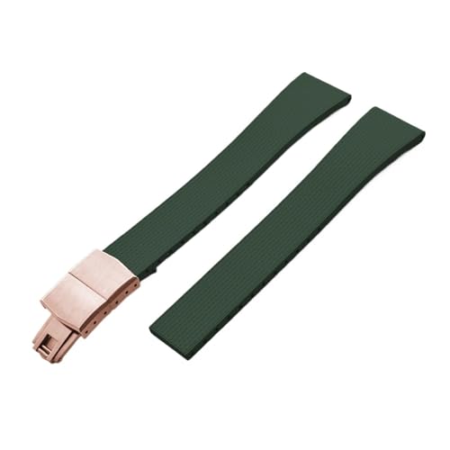 [QATUEBV] ���o�[�E�H�b�`�X�g���b�v 20mm �e�N�X�`���E�H�b�`�o���h �����[�X�o�^�t���C �V���o�[ �u���b�N�o�b�N�� (Green Rose Gold)