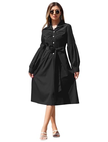 black shirt dress Black draped tie waist shirt dress